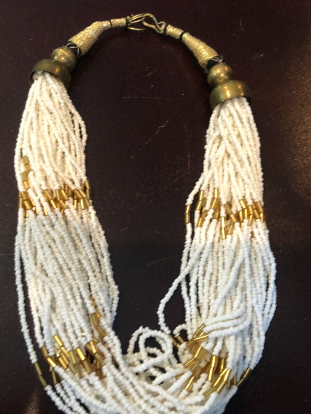 White with Gold Beaded Necklace